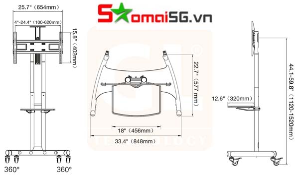 Chân TV di động AVA1500 -1PG , CHÍNH HÃNG